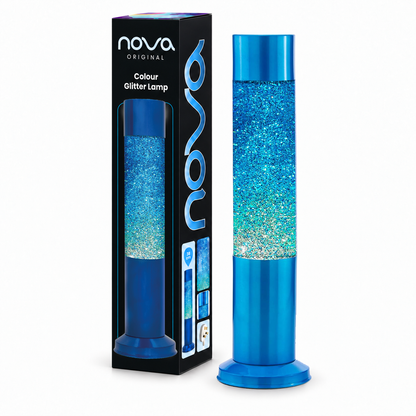 Nova Blue Glitter Lamp 38cm