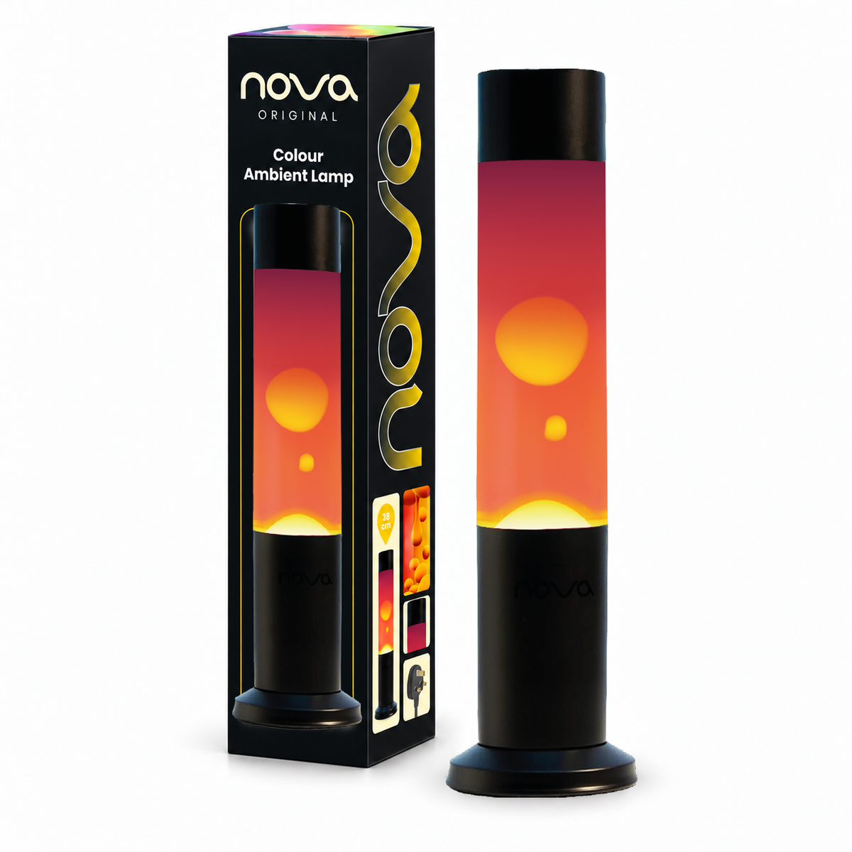 Nova Black Lava Lamp Purple with Yellow Wax 38cm