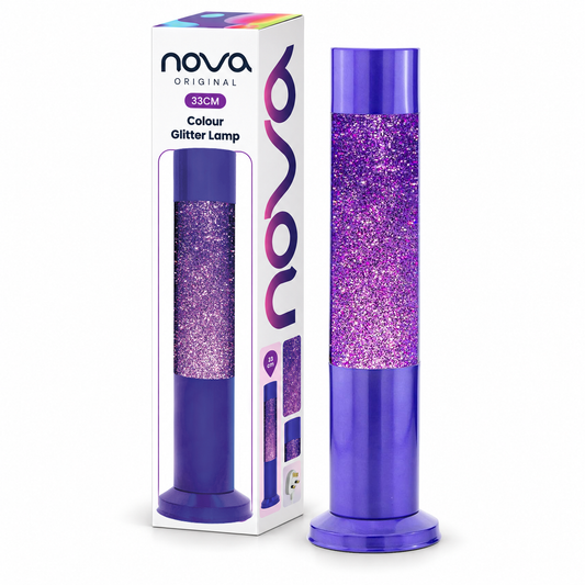 Nova Purple Glitter Lamp 33cm