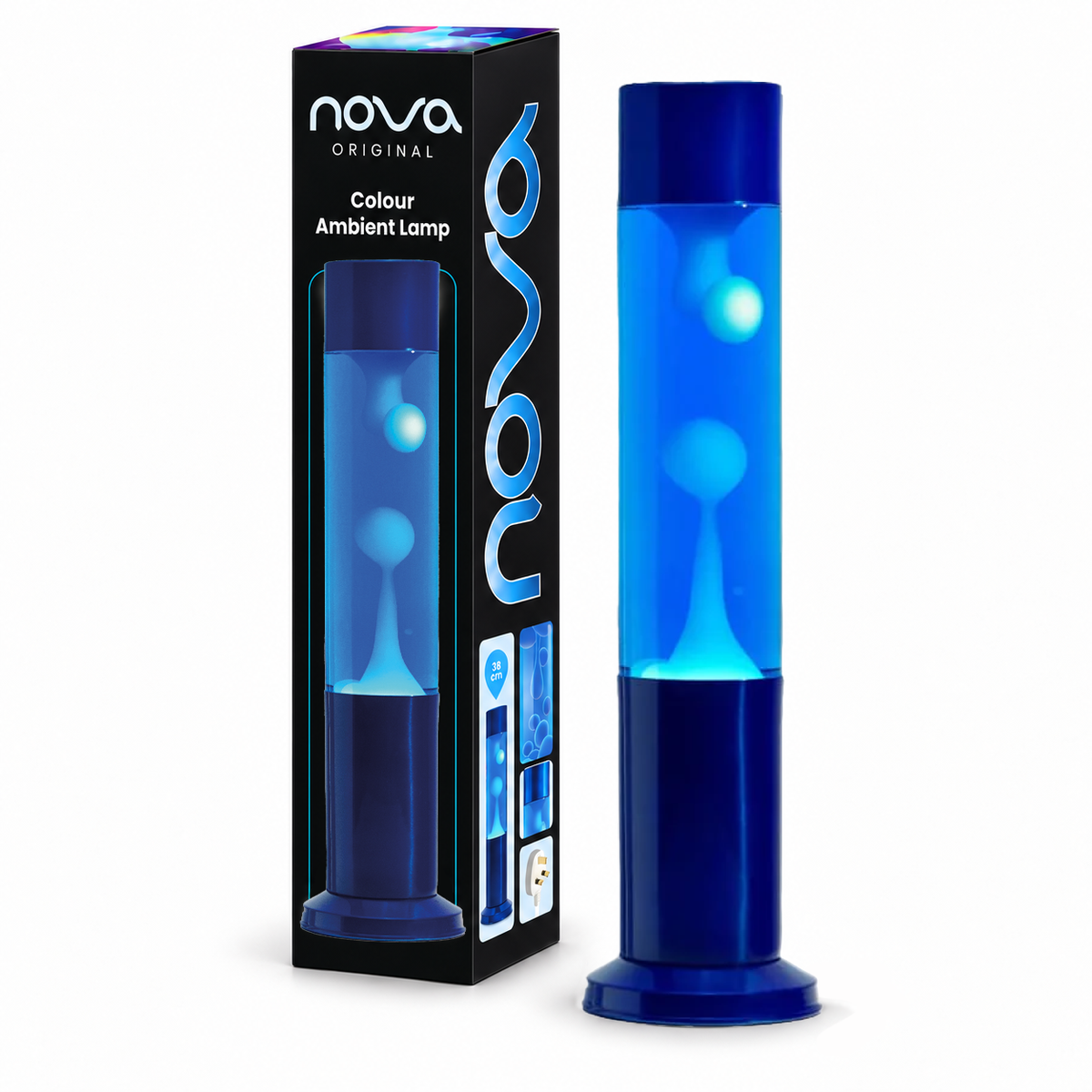 Nova Blue Lava Lamp Blue with White Wax 38cm