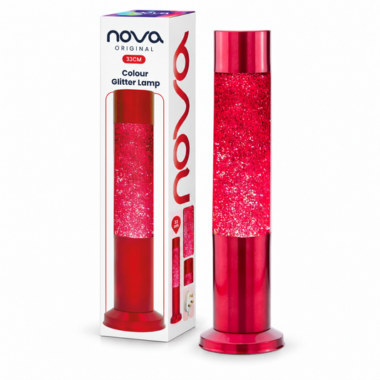 Nova Red Glitter Lamp 33cm