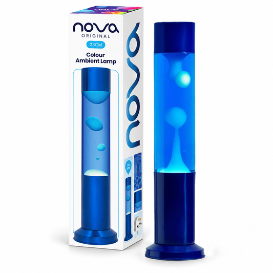 Nova Blue Lava Lamp Blue with White Wax 33cm
