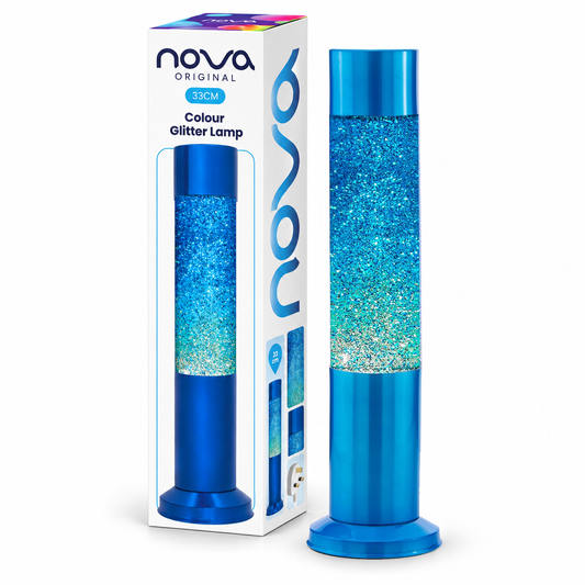 Nova Blue  Glitter Lamp 33cm