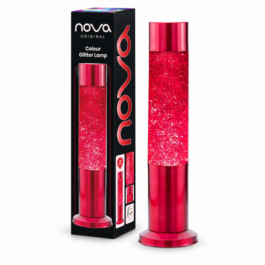 Nova Red Glitter Lamp 38cm