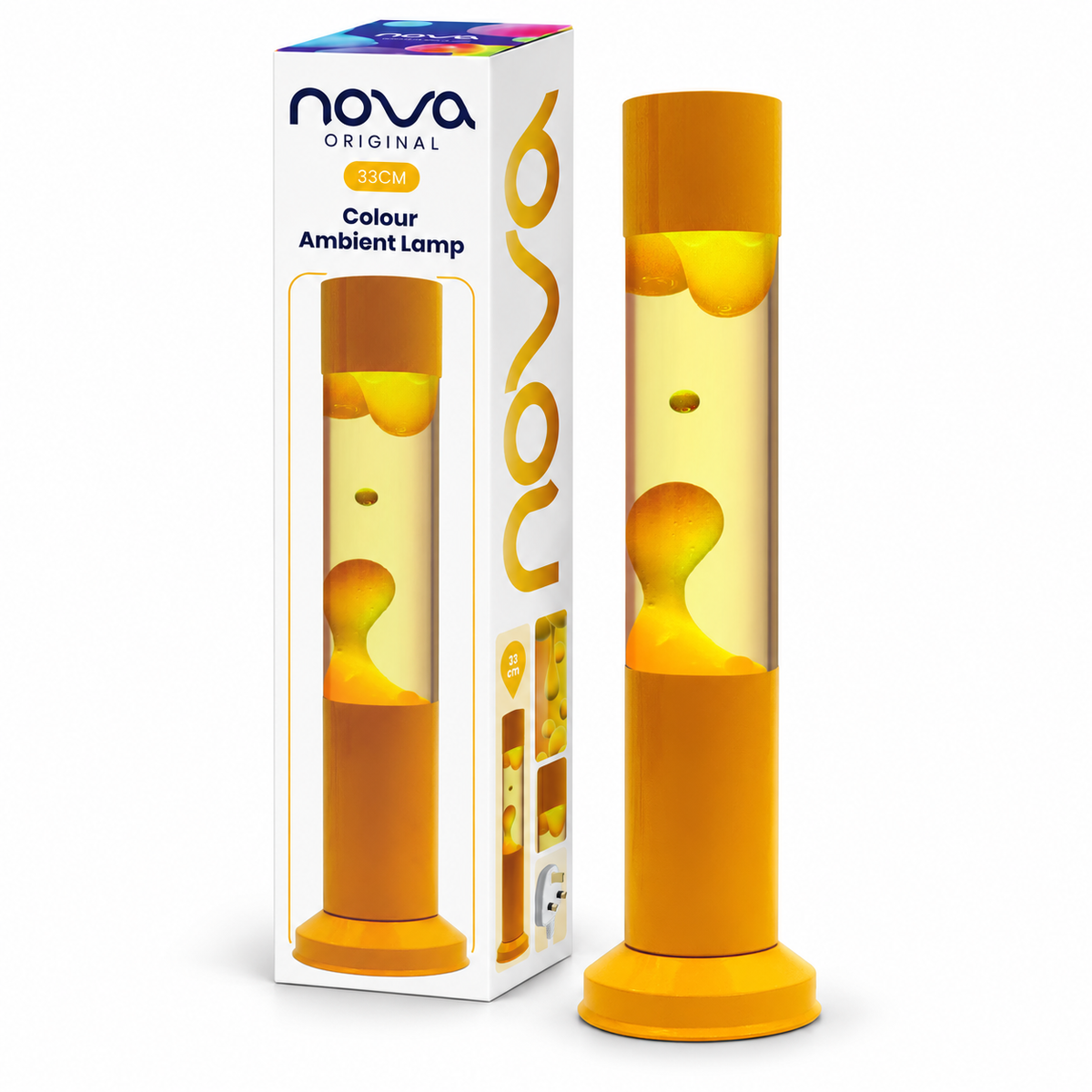 Nova Yellow Lava Lamp Yellow with Orange Wax 33cm