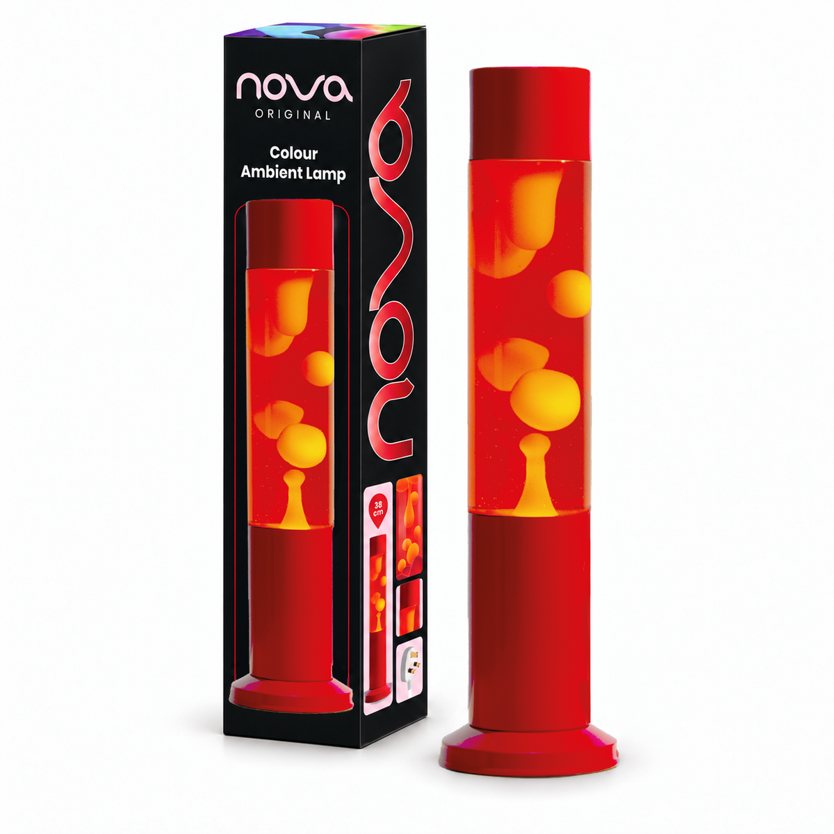 Nova Red Lava Lamp Red with Yellow Wax 38cm
