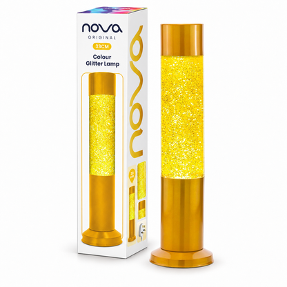 Nova Yellow Glitter Lamp 33cm